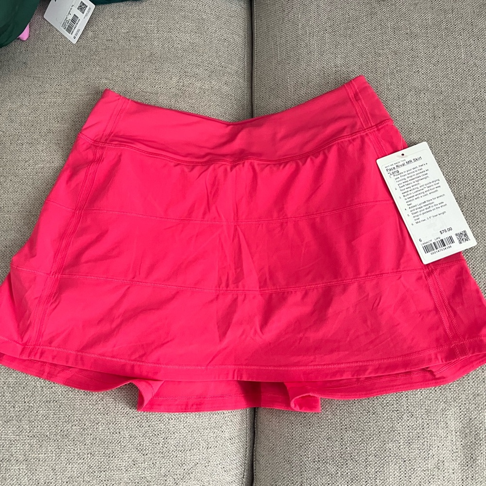 NWT Lululemon Lip Gloss Pace Rival MR Skirt *Long